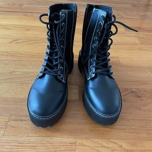 Black platform combat boots